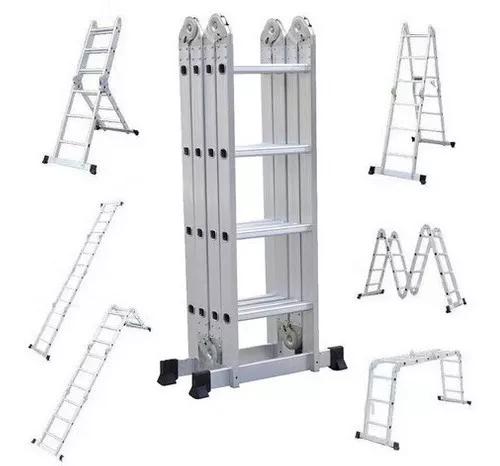 Escalera multifuncional de aluminio de 12 peldaños extendida a 3.60 m