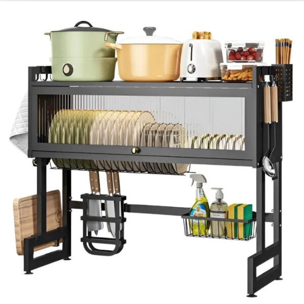 ESCURRIDOR DE PLATOS DE ACERO INOXIDABLE CON TAPA PROTECTORA