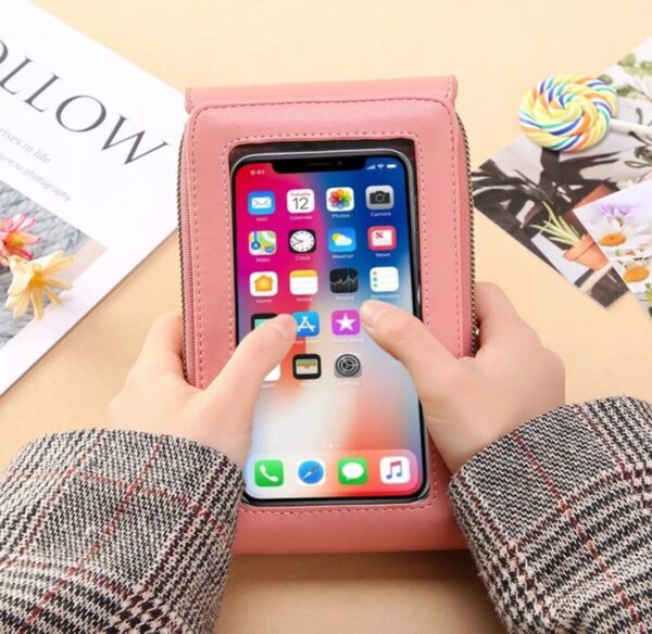 BOLSO BILLETERA PORTA CELULAR CON VISOR TACTIL