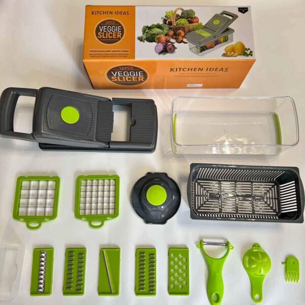 SET RALLADOR, CORTADOR Y PICADOR DE FRUTAS Y VERDURAS 14 PZS