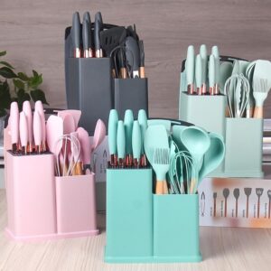 SET DE 19 UTENILIOS PARA COCINA Y TABLA PARA PICAR