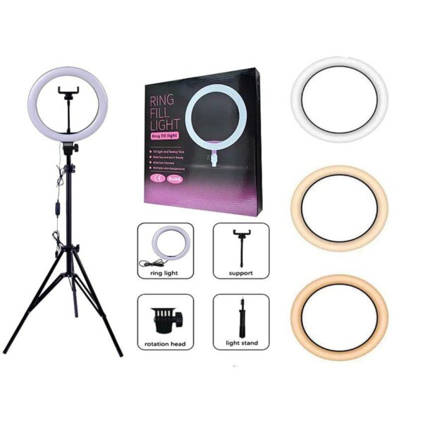 ARO DE LUZ BLANCA RGB CON TRIPODE 2.10M