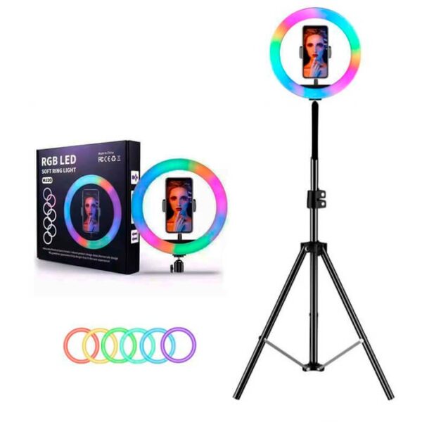 ARO DE LUZ BLANCA RGB CON TRIPODE 2.10M