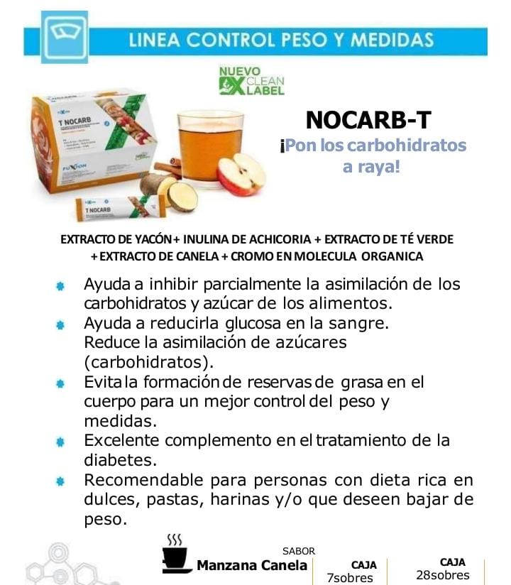 NOCARB T-FUXION Controla carbohidratos y Activa el Metabolismo